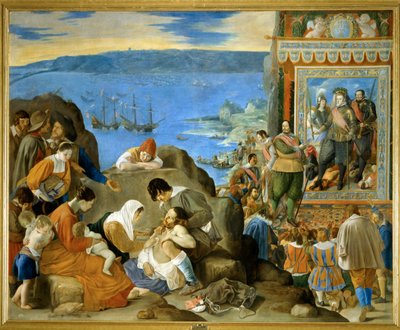 La reconquête de Bahia en 1625 ... (peinture sur toile) - Fray Juan Batista Maino or Mayno