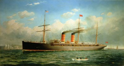 Le paquebot Cunard R.M.S. Umbria au large de Brooklyn Heights, sur l