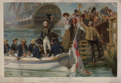 Nelson quittant Portsmouth pour naviguer vers Trafalgar sur la Victory - Fred Roe