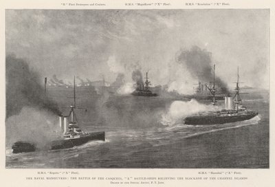 Les manœuvres navales, la bataille des Casquets, X cuirassés levant le blocus des îles Anglo-Normandes - Fred T. Jane