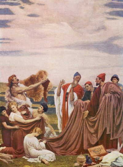 Commerçants phéniciens sur la côte de la Grande-Bretagne (lithographie en couleur) - Frederic (after) Leighton