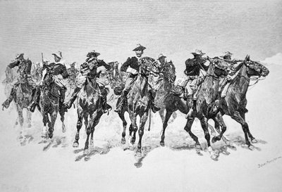 Les soldats de couleur du capitaine Dodge à la rescousse (gravure) - Frederic (after) Remington