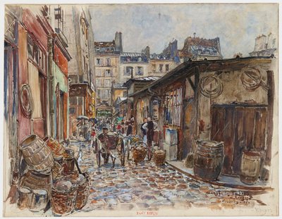 Le Marché des Enfants Rouges, côté Ouest, sous la pluie - Frederic Anatole Houbron