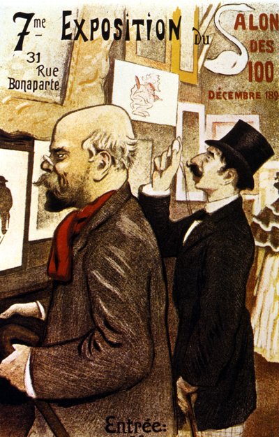 Affiche de la 7e Exposition du Salon des 100. Décembre 1894. Paul Verlaine - Frederic Auguste Cazals