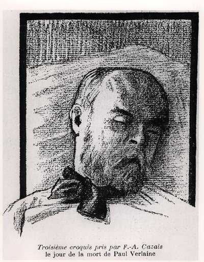Croquis de Paul Verlaine sur son lit de mort, de 