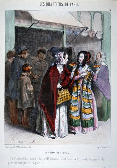 Deux Parisiens mangeant du gâteau sur le boulevard St. Denis, illustration de la série 