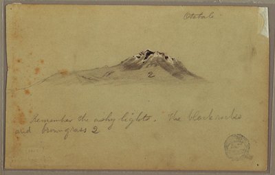 Dessin, pic de la montagne andine (Cayambe ), Otavalo, Équateur, août ou septembre 1853 - Frederic Edwin Church