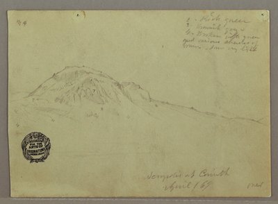 Dessin, Colline nue, Acropole de Corinthe, Grèce, avril 1869 - Frederic Edwin Church