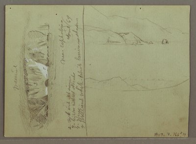 Dessin, Colline nue, Acropole de Corinthe, Grèce, avril 1869 - Frederic Edwin Church