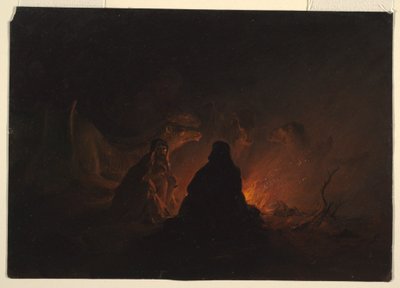 Dessin, Bédouins dans un camp la nuit, février ou mars 1868 - Frederic Edwin Church