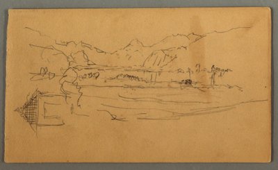 Dessin, Vallée large, hangar, St. Gilgen, Autriche, peut-être 1868 - Frederic Edwin Church
