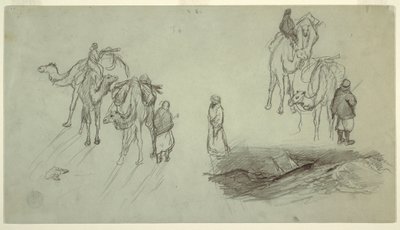 Dessin, Chameaux et cavaliers ; Sailbo, 1868 - Frederic Edwin Church