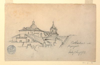 Dessin, cathédrale de Popayan, Colombie, 5 août 1853 - Frederic Edwin Church