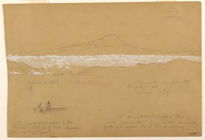 Dessin, Cayambé, matin, depuis le temple du Soleil, Quito, 24 juin 1857 - Frederic Edwin Church