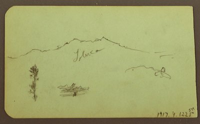 Dessin, église ; verso : paysage de montagne, "Taluca", 1883 - Frederic Edwin Church