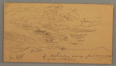 Dessin, nuage au-dessus des collines, janvier 1875 - Frederic Edwin Church