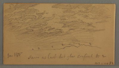 Dessin, nuage au-dessus des collines, janvier 1875 - Frederic Edwin Church