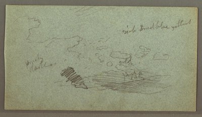 Dessin, Nuages sur une chaîne de collines, soleil bas, peut-être 1874 - Frederic Edwin Church