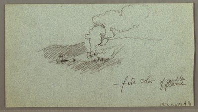 Dessin, Nuages sur une chaîne de collines, soleil bas, peut-être 1874 - Frederic Edwin Church