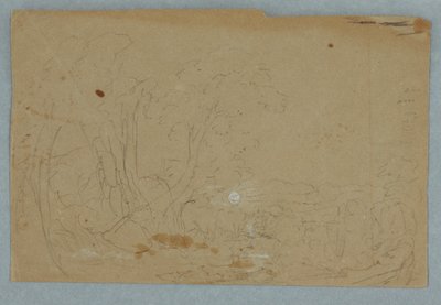 Dessin, ciel nuageux sur un paysage de collines ; Verso : pleine lune se reflétant dans un ruisseau, 1845-50 - Frederic Edwin Church