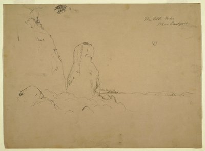 Dessin, Côte avec "The Old Friar Neaer Eastport", vers 1851 - Frederic Edwin Church