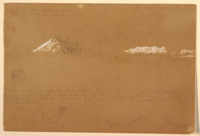 Dessin, Cotapaxi, matin, depuis le temple du soleil, Quito, Équateur, 24 juin 1857 - Frederic Edwin Church