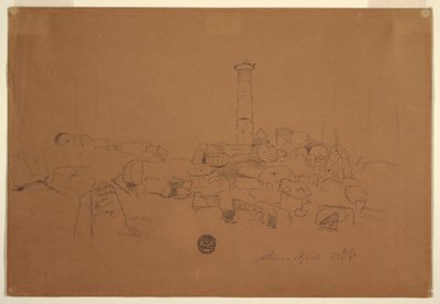 Dessin, colonne tombée, temple de Zeus olympien, Athènes, 24 avril 1869 - Frederic Edwin Church