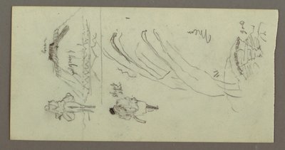 Dessin, personnage montant un chameau, personnage marchant, Hilside et Hilltop, peut-être 1868 - Frederic Edwin Church