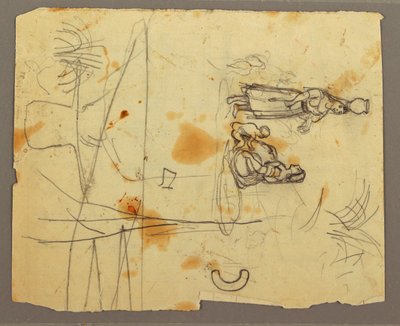 Dessin, esquisses de figures ; verso : bibliothèque, 1853 - Frederic Edwin Church