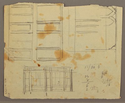 Dessin, esquisses de figures ; verso : bibliothèque, 1853 - Frederic Edwin Church