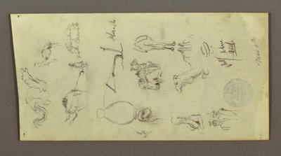 Dessin, études de figures et de chameaux, 4 mars, peut-être 1868 - Frederic Edwin Church