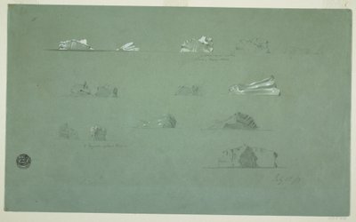 Dessin, icebergs flottants, 1er juillet 1859 - Frederic Edwin Church