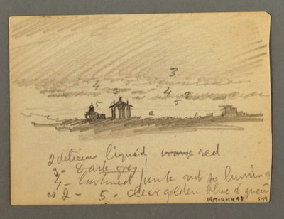Dessin, Fortification des falaises, Sion, vallée du Rhône, peut-être 1868 - Frederic Edwin Church