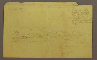 Dessin, île Goat et chutes canadiennes, peut-être 1856 - Frederic Edwin Church