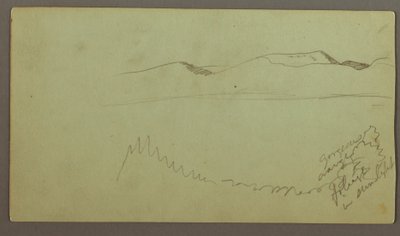 Dessin, chaîne de collines sur une plaine, peut-être 1868 - Frederic Edwin Church
