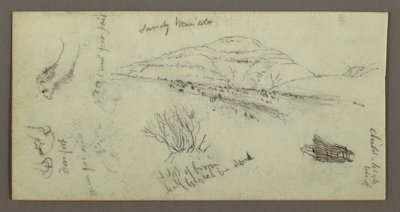 Dessin, colline, arbustes, personnage, études sur les chameaux, peut-être 1868 - Frederic Edwin Church