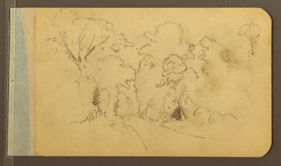 Dessin, collines et chaînes de montagnes ; au verso : route dans les bois, 1889 - Frederic Edwin Church