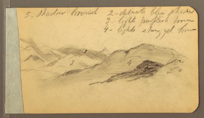 Dessin, collines ; au verso : tête, 1889 - Frederic Edwin Church