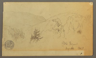 Dessin, collines avec des arbres, 1860 - Frederic Edwin Church