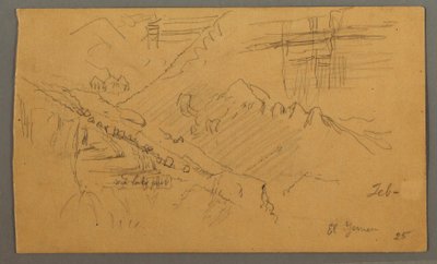 Dessin, Hillside, février 1869  - Frederic Edwin Church