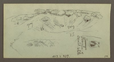 Dessin, sommet de colline avec rochers, peut-être 1868 - Frederic Edwin Church
