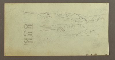 Dessin, cheval, figure de dos, arbres, peut-être 1868 - Frederic Edwin Church