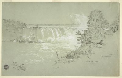 Dessin, chutes Horseshoe et île Goat de la Banque canadienne, 6 octobre 1856 - Frederic Edwin Church