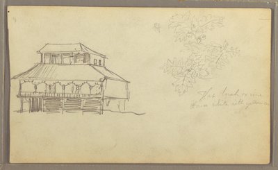 Dessin, maison, croquis botanique, Équateur ou Colombie, 1857 - Frederic Edwin Church