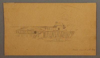 Dessin, maison et quai, peut-être 1859 - Frederic Edwin Church