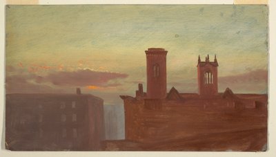 Dessin, Housetops/Hudson, vers 1867 - Frederic Edwin Church