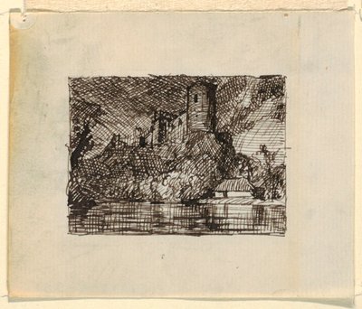 Dessin, paysage imaginaire avec, vers 1870-73 - Frederic Edwin Church