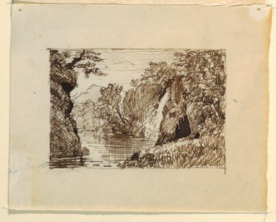 Dessin, paysage imaginaire avec, vers 1870-73 - Frederic Edwin Church
