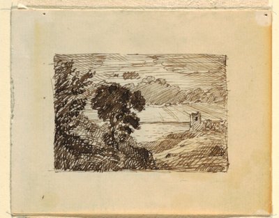 Dessin, paysage imaginaire avec, vers 1870-73 - Frederic Edwin Church