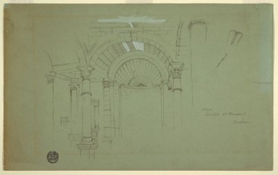 Dessin, intérieur du temple de Mismiyeh, Syrie, 28 avril 1868 - Frederic Edwin Church